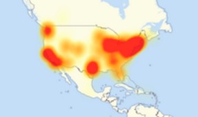 A map of the area experiencing problems, as of Friday afternoon, according to downdetector.com